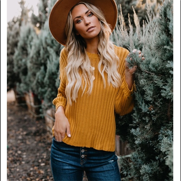 GENA Ribbed Knit Sweater | Mustard | - Picture 5 of 8